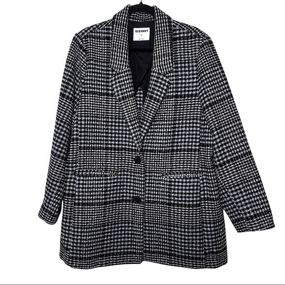 Old Navy Wool Blend Plaid Peacoat XL Button Front Relaxed Classic Preppy NWOT - Picture 1 of 17